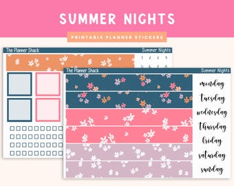 Printable A5 DAILY DUO Weekly | Summer Nights | Summer | Summer Weekly | Beach | Vacation | Printable  Stickers | Books | A5 Daily Duo