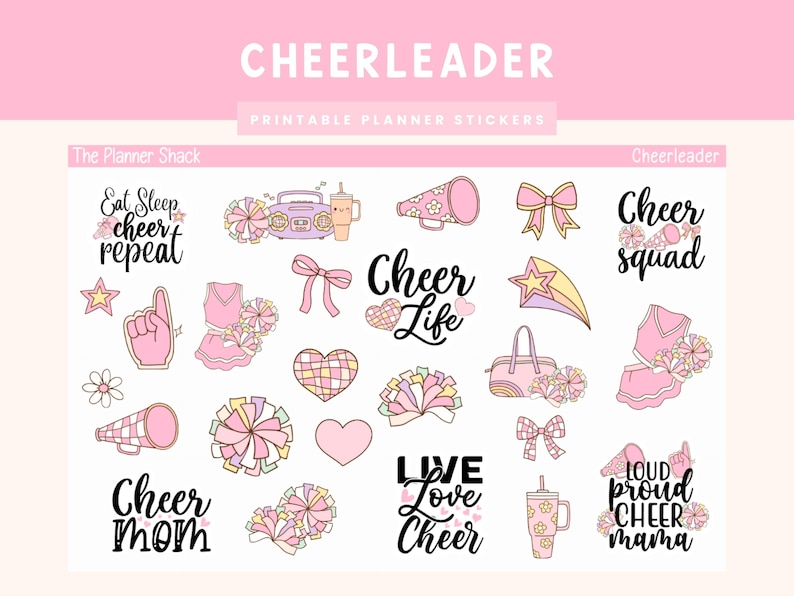 Printable Cheerleader Stickers | Cheer Practice | Cheer Comp ...