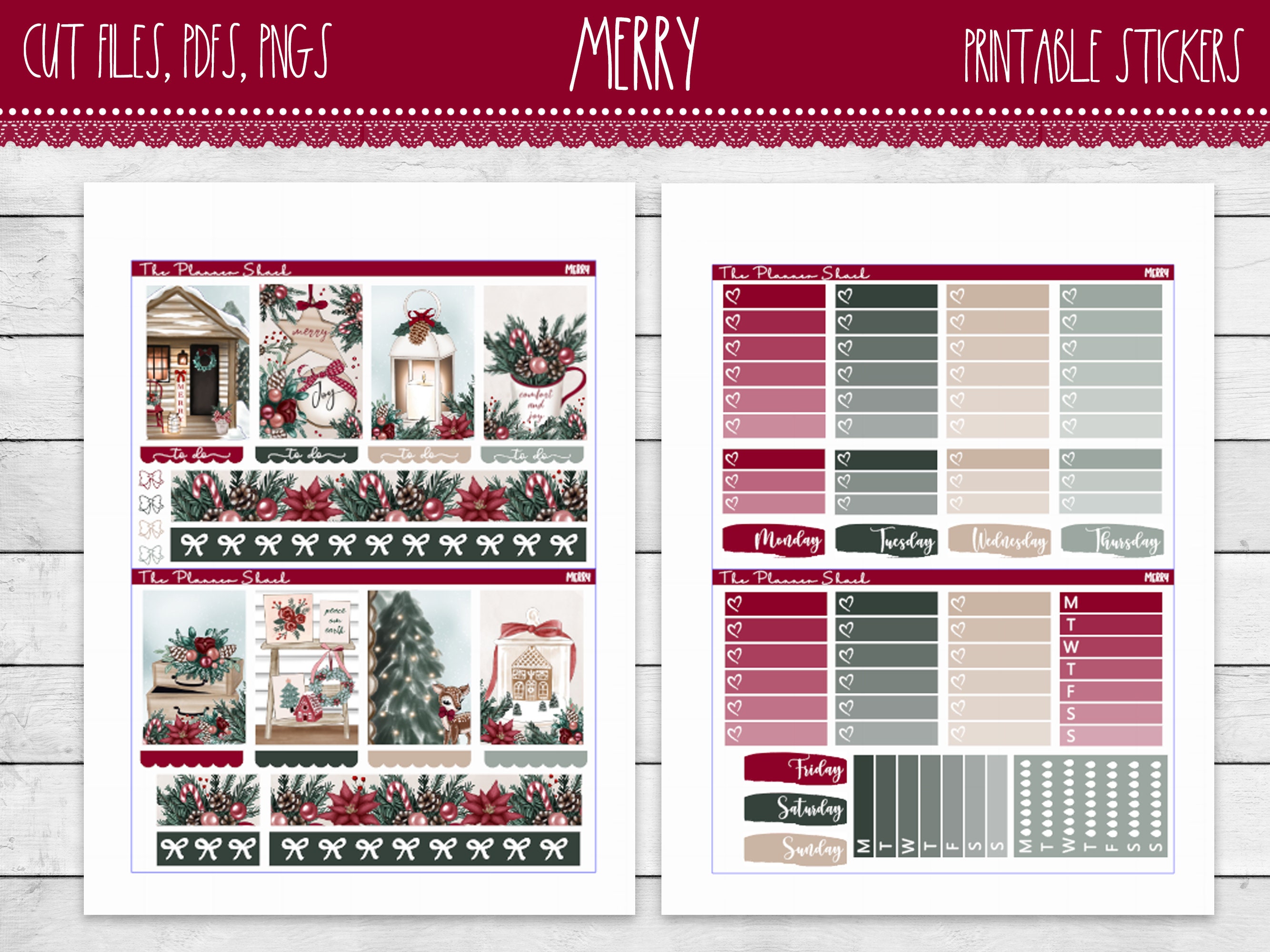 Printable Merry Weekly Happy Planner Christmas Christmas Etsy