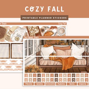 Printable Cozy Fall Monthly | Erin Condren | Vertical Monthly | Fall Monthly | Fall | Monthly | Monthly View | Printable Planner Stickers