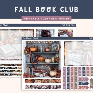 TABLEAU DE BORD hebdomadaire imprimable Happy Planner | Planificateur heureux | Club de lecture d&#39;automne | Livres | Hebdomadaire d&#39;automne | Stickers agenda imprimables | Amateur de livres