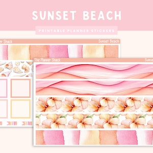 7x9 tägliches Duo Printable Weekly | Sonnenuntergang Strand | Sommer Wochenübersicht | Druckbare Planer Aufkleber | Druckbare Aufkleber | tägliches Duo | Tag am Strand