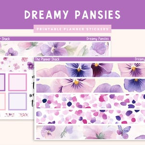 Duo quotidien imprimable 7 x 9 semaines | Pensées de rêve | Fleurs | Été | Stickers agenda imprimables | Stickers imprimables | Duo quotidien Cottagecore