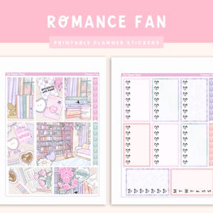 Printable Romance Fan Weekly | Big Happy Planner | Romance Novels | Spicy Books | Book Lover | Weekly | Printable Planner Stickers | Weekly