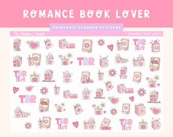 Amoureux des livres d'amour à imprimer | Amateur de livres d'amour | Amoureux des livres | Stickers agenda imprimables | Amateur de livres à combustion lente | Autocollants imprimables