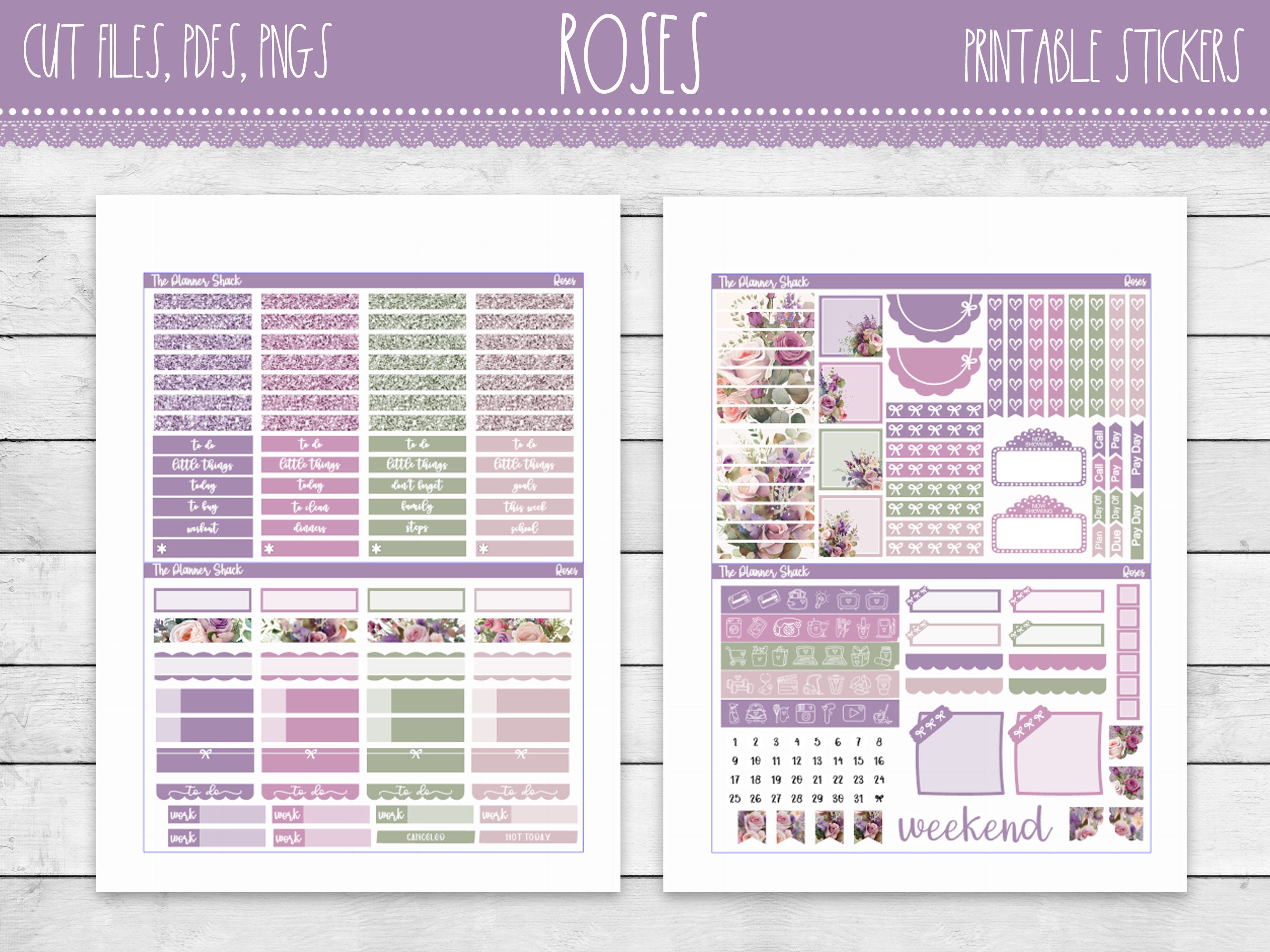 Printable Roses Weekly Erin Condren Vertical Weekly - Etsy
