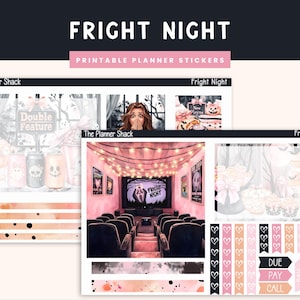 Printable Fright Night Weekly | Happy Planner Dashboard | Halloween | Halloween At Home | Scary Movies | Printable Planner Stickers | Weekly