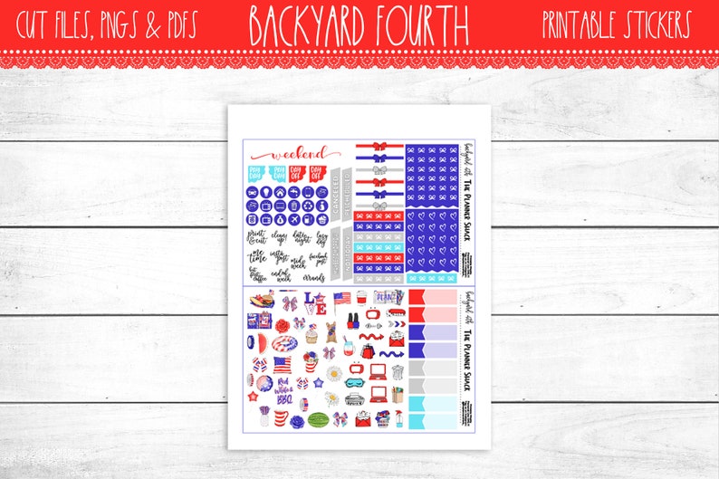 Backyard 4th DIY Erin Condren Planner Printables Printable Weekly Printable Planner Stickers Fourth Of July Independence Day
