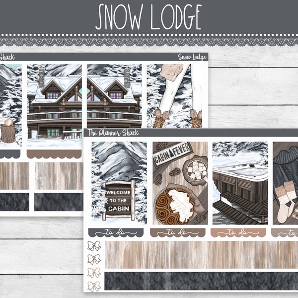 Printable Snow Lodge Weekly | Happy Planner | Winter | Winter Weekly | Druckbare Planner Aufkleber | Druckbare Sticker | Winterhütte