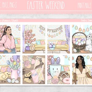 Week-end de Pâques imprimable | Erin Condren | Hebdomadaire vertical | Pâques | Printemps | Stickers agenda imprimables | Sticker imprimable | Hebdomadaire