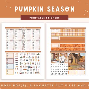 Calendario semanal imprimible de la temporada de calabazas / Erin Condren / Diseño vertical / Otoño / Calendario semanal de otoño / Pegatinas digitales / Pegatinas para agendas / Calabazas / imagen 4