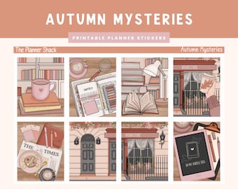 Printable Autumn Mysteries Weekly | Erin Condren | Vertical Weekly | Mystery Books | Book Lover | Fall | Weekly | Printable Stickers