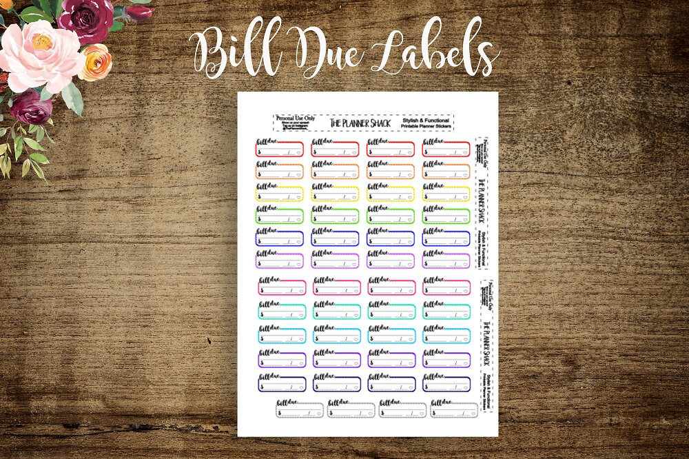 Bill Due Labels Printable Planner Stickers Planner Etsy