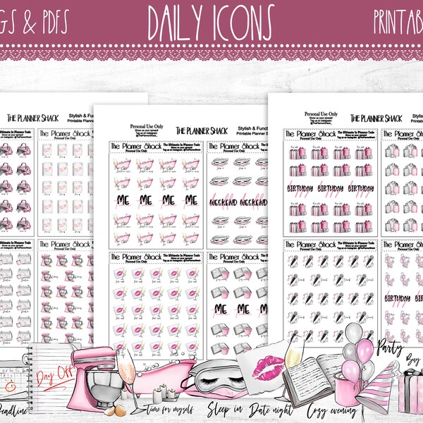 Glam Daily Life Icons | Glam Planner Girl | Planer Icons | Icons | Planer Printables | Ausdruckbare Planner Sticker | DIY Sticker