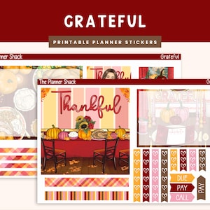 Printable Grateful Weekly | Happy Planner Dashboard Weekly | Thanksgiving | Fall Weekly | Printable Planner Stickers | Weekly Printable
