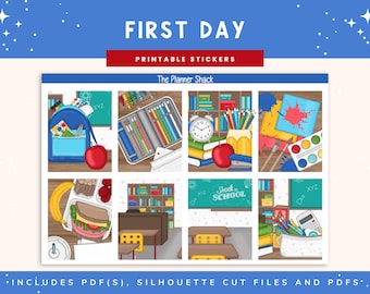 Printable First Day Weekly | Erin Condren | Vertical Layout | Back To School | Digital Stickers | Planner Stickers | Grade School | Teacher