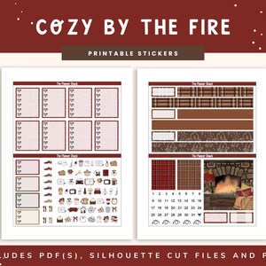Printable Cozy By The Fire Weekly | Erin Condren | Vertical Layout | Fall | Fall Weekly | Fall Book Lover | Digital Stickers | Autumn | Cozy image 4