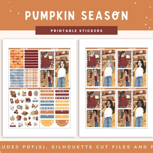 Calendario semanal imprimible de la temporada de calabazas / Erin Condren / Diseño vertical / Otoño / Calendario semanal de otoño / Pegatinas digitales / Pegatinas para agendas / Calabazas / imagen 5