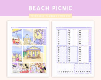 Printable Beach Picnic Weekly | Big Happy Planner | Summer Weekly | Printable Planner Stickers | Weekly Printable | Beach Day | Summer