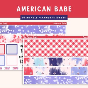 Duo quotidien imprimable 7 x 9 semaines | Américaine | Hebdomadaire du 4 juillet | Stickers agenda imprimables | Stickers imprimables | Duo quotidien
