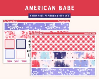 7x9 Daily Duo Printable Weekly | American Babe | 4th Of July Weekly | Printable Planner Stickers | Printable Stickers | Daily Duo
