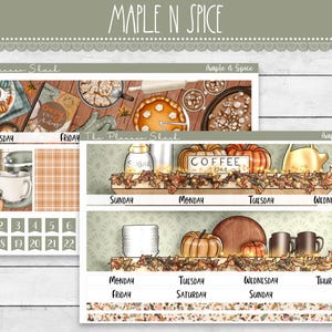 Érable et épices du mois | Erin Condren | A5 large | Mensuel d'automne | Citrouilles | Stickers agenda imprimables | Stickers imprimables | Affichage mensuel