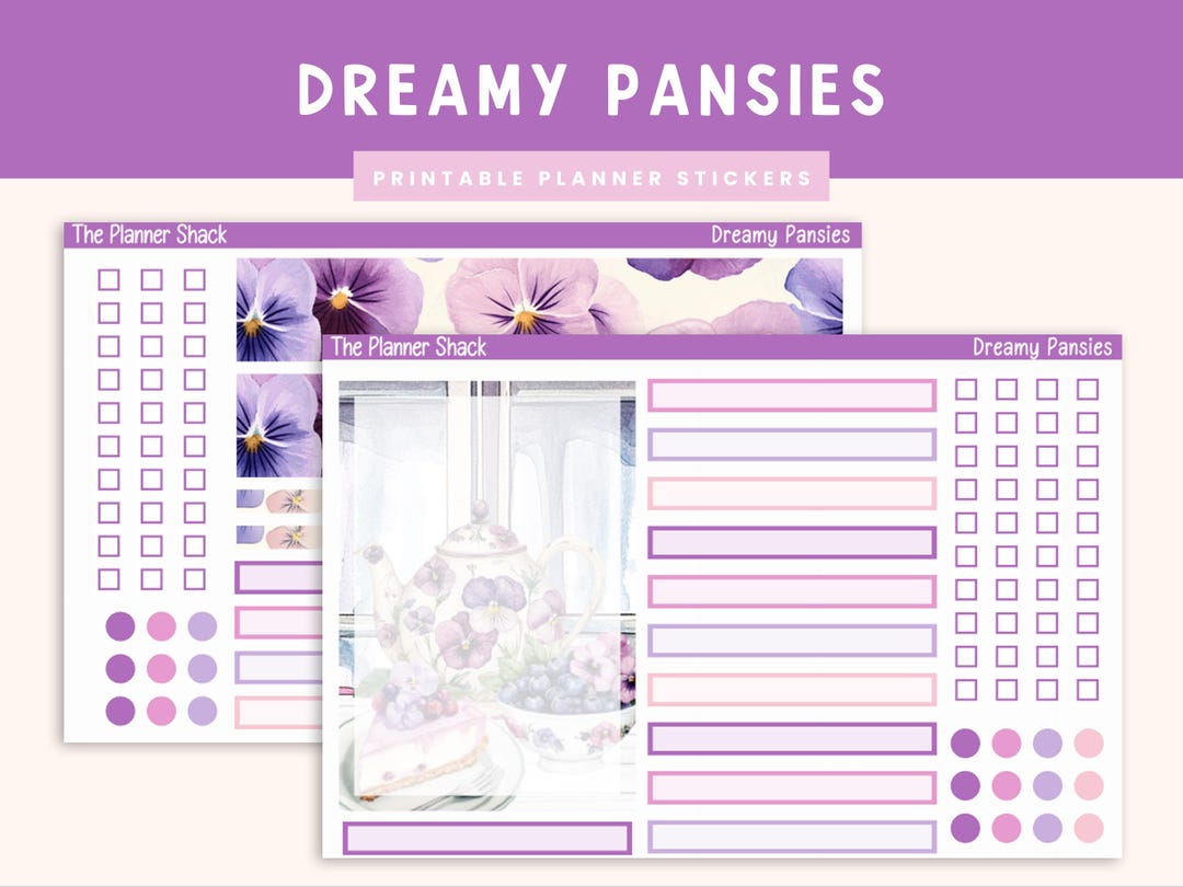 Printable A5 Compact Vertical Weekly | Dreamy Pansies | Floral Weekly ...