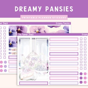 Hebdomadaire compact vertical A5 imprimable | Pensées de rêve | Hebdomadaire floral| Stickers agenda imprimables | Cottagecore | Été | Compacte A5