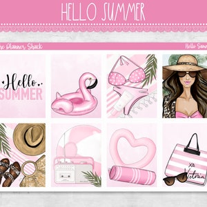 Printable Hello Summer Weekly | Erin Condren | Vertikal Weekly | Strand Wochenblatt | Poolside | Druckbare Planer Aufkleber | Druckbare Aufkleber