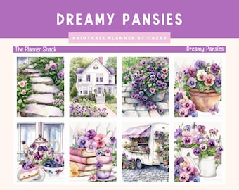 Printable Dreamy Pansies Weekly | Erin Condren | Vertical Weekly | Pansies | Floral | Summer | Weekly | Printable Stickers | Floral Weekly