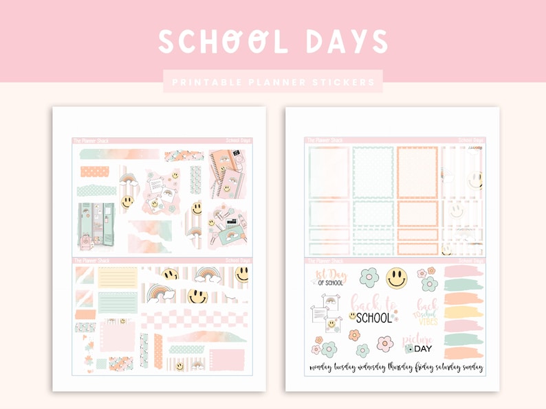 Printable School Days Journaling Weekly | Jouraling Printables | Journaling Stickers | Printable Stickers | Back To School | School Journal image 2