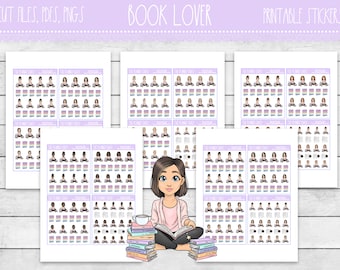 Druckbare Buch-Liebhaber-Sticker | Buchliebhaber | Bücher | Lektüre | Druckbare Planer Aufkleber | Druckbare Aufkleber | Lese-Tracker