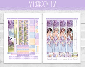 Printable Hobonichi Cousin Afternoon Tea Monthly | Spring Monthly | Floral | Printable Planner Stickers | Printable Stickers | Monthly View