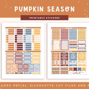 Calendario semanal imprimible de la temporada de calabazas / Erin Condren / Diseño vertical / Otoño / Calendario semanal de otoño / Pegatinas digitales / Pegatinas para agendas / Calabazas / imagen 3