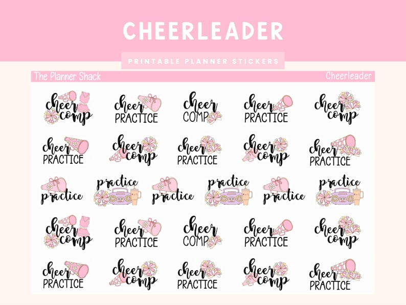 Printable Cheerleader Stickers | Cheer Practice | Cheer Comp ...