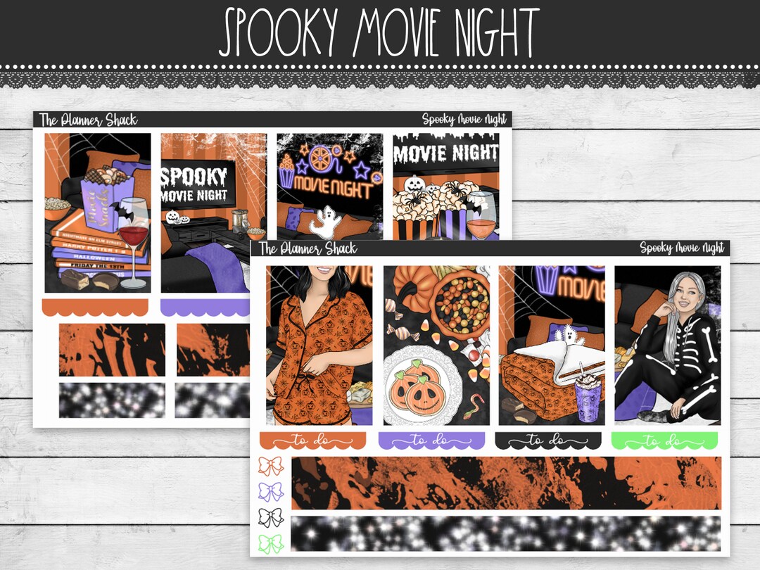 Printable Spooky Movie Night Weekly | Happy Planner | Halloween ...