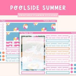 Printable A5 Compact Vertical Weekly | Poolside Summer | Summer Weekly | Summer | Printable Planner Stickers | Summer | Pool Day | A5 Weekly