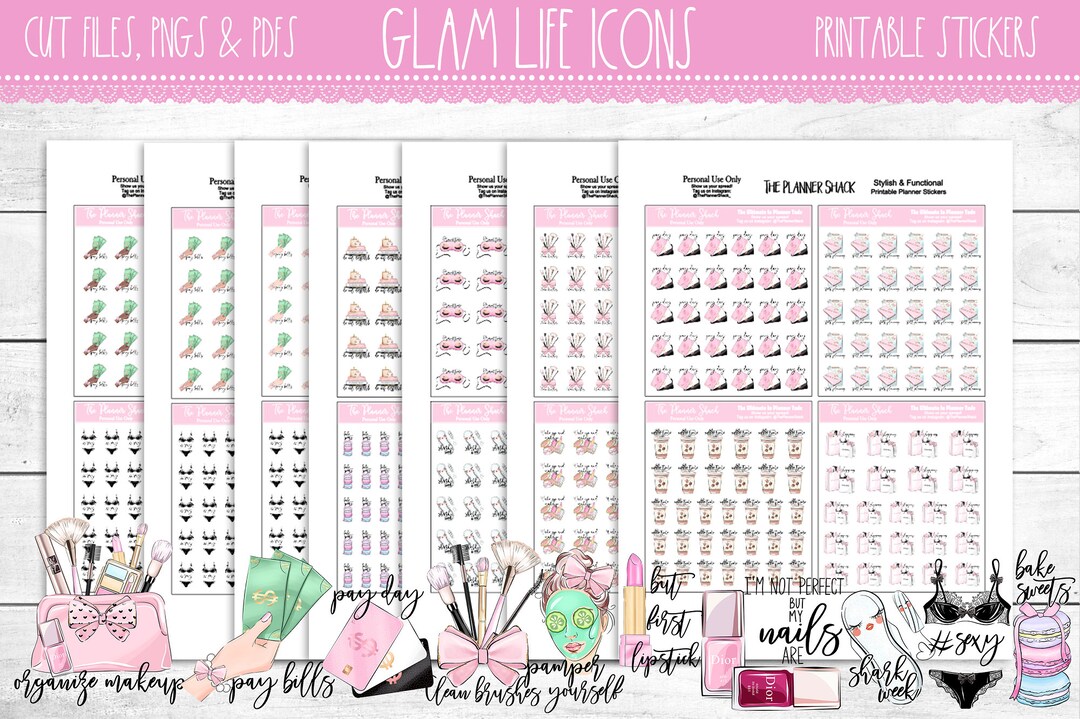 Glam Life Planner Icons Planner Icons Glam Icons Printable Planner ...