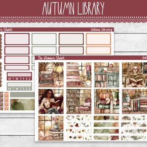 Imprimir Hobonichi PRIMO semanalmente | Biblioteca de Outono | Outono semanal | Adesivos de planejador para impressão | Primo Hobonichi | Imprimível semanalmente | Livros