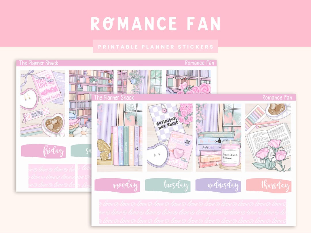 Printable Romance Fan Weekly | Happy Planner | Romance Fan | Romance Novels | Spicy Books ...