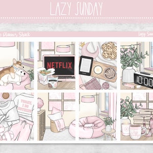 Printable Lazy Sonntags Weekly | Erin Condren | Fauler Tag | Filmtag | Druckbare Planner Sticker | Druckbare Sticker | Wöchentlich Printable
