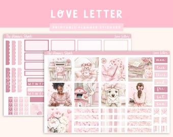 Printable Hobonichi COUSIN Weekly | Love Letter | Valentine Weekly | Printable Planner Stickers | Hobonichi Cousin | Valentine's Day | Love