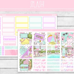 Hobonichi Cousin Weekly para impressão | Splash | Summer Weekly | Adesivos para planejador para impressão | Hobonichi Cousin | Semanal para impressão | Poolside