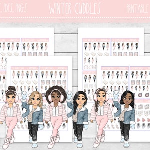 Printable Winter Cuddles Stickers | Winter Deco | Winter Fashion Girls | Printable Planner Stickers | Printable Stickers | Winter Printables