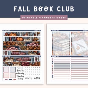 Duo quotidien imprimable 7 x 9 semaines | Club de lecture d'automne | Hebdomadaire d'automne | Stickers agenda imprimables | Duo quotidien à imprimer | Livres | Lecture image 2