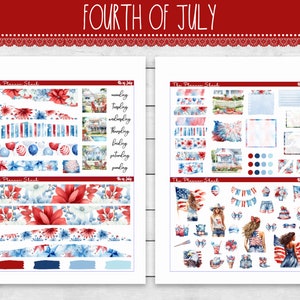 Kit de journalisation imprimable du 4 juillet | Journalisation patriotique | Stickers de journalisation imprimables | Journalisation du planificateur | 4 juillet