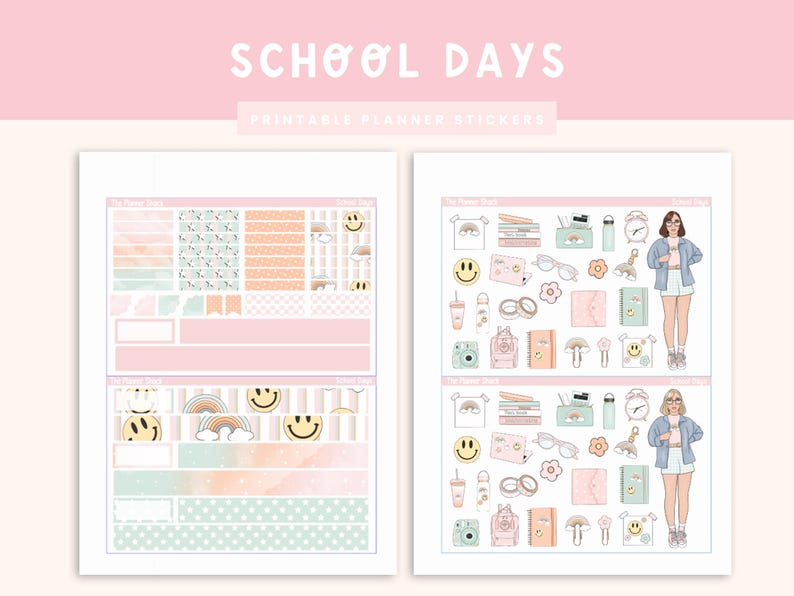 Printable School Days Journaling Weekly | Jouraling Printables | Journaling Stickers | Printable Stickers | Back To School | School Journal image 3