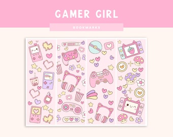 Printable Bookmarks | Gamer Girl | Book Lovers | Gamer Girl Bookmarks | Digital Bookmarks | Cute Bookmarks | Girly Bookmarks | Bookish