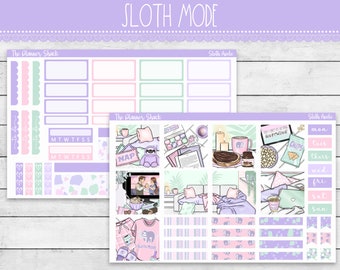 Printable Hobonichi COUSIN Weekly | Sloth Mode | Lazy Day | Printable Planner Stickers | Hobonichi Cousin | Hobonichi Cousin Stickers | Lazy