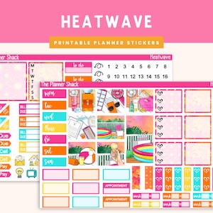 Printable Hobonichi WEEKS Weekly | Heatwave | Summer | Summer Weekly | Printable Planner Stickers | Hobonichi Weeks Printable | Hot Summer